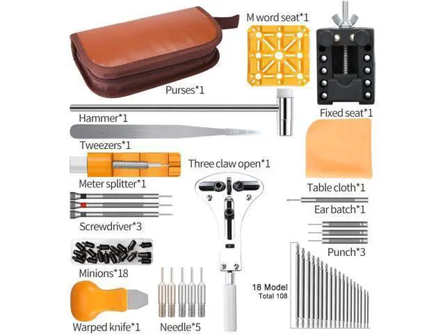 Alt view image 7 of 7 - Kingsdun Watch Repair Kit, Upgraded Version Watch Band Strap Link Pins Battery Remover Replacement Adjustment Repair Tools Kits with Carrying Case & Manual (168PCS)