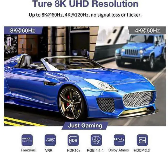 Alt view image 3 of 7 - USB C to HDMI 2.1 Adapter, 8K@60Hz USB-C Female to HDMI Male Converter, Support 8K, 4K@120Hz, 2K@240Hz, HDR, VRR, FreeSync, Type C Thunderbolt 3/4 Compatible for Steam Deck, MacBook, iPad Pro, Dell