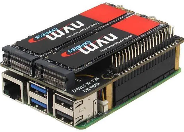 Main image of X1004 PCIe to Dual M.2 HAT NVMe 2280 SSD PCIe Peripheral Board for Raspberry Pi 5