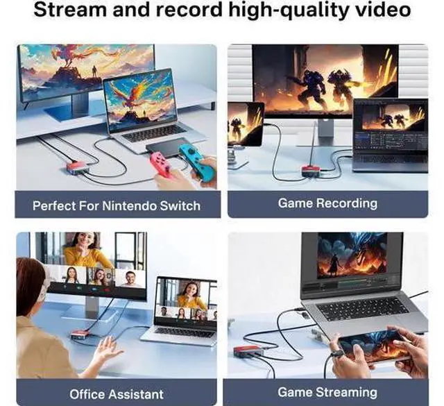 Alt view image 6 of 7 - Capture Card for Nintendo Switch, ACASIS Capture Card & Docking Station 2-in-1, 1080P 60FPS Video Capture Card for Nintendo/Streaming/Meeting, 2*USB-A 3.0 (USB c Capture Card)