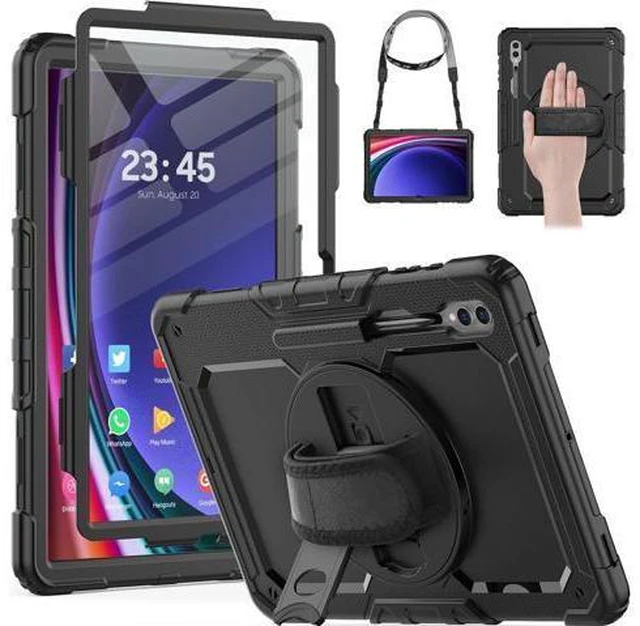 Main image of for Galaxy Tab S9 Ultra Case 14.6 inch / S8 Ultra Case with Screen Protector/Pen Holder/Rotating Strap (SM-X910/X916B/X918U/X900/X906) Heavy Duty Case S9 Ultra Tablet Case - Black