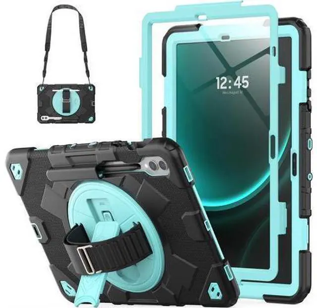 Main image of Case for Galaxy Tab S9 Fe + Case/Tab S9 Plus Case 12.4 inch Protective with Screen Protector/S Pen Holder/Rotating Hand Strap, Heavy Duty Galaxy S9 FE+ / S9+ Tablet Case - Light Blue