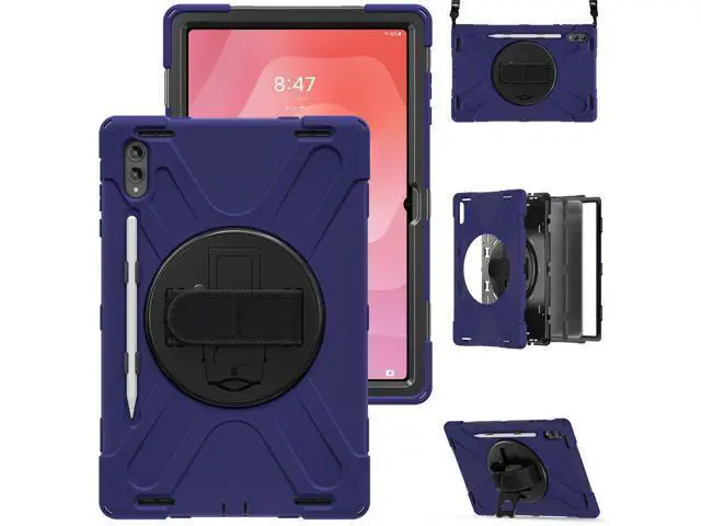 Alt view image 3 of 7 - Shockproof Protective Case for Galaxy Tab S11 Ultra 14.6 inch with Pen Slot,Hand Strap & Kickstand | Shoulder Strap | Black Rugged Cover | Hard Shell Design | Model# S11 Ultra Navy blue