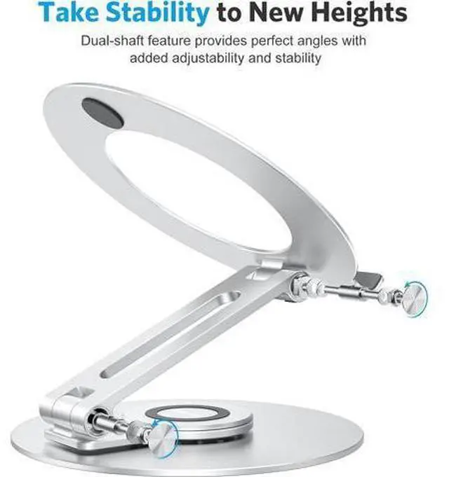 Alt view image 2 of 7 - Adjustable Laptop Stand with 360 Rotating Base, OMOTON Ergonomic Laptop Riser for Collaborative Work, Dual Rotary Shaft Fully Foldable for Easy Storage, Fits MacBook / All Laptops up to 16 inches
