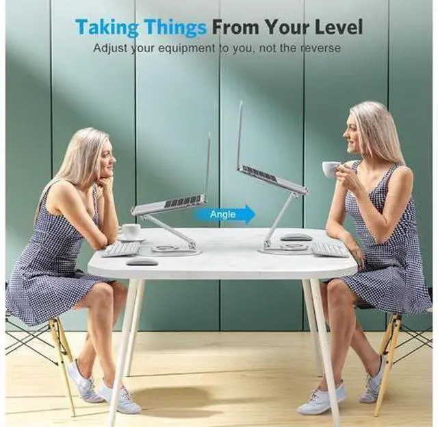 Alt view image 7 of 7 - Adjustable Laptop Stand with 360 Rotating Base, OMOTON Ergonomic Laptop Riser for Collaborative Work, Dual Rotary Shaft Fully Foldable for Easy Storage, Fits MacBook / All Laptops up to 16 inches