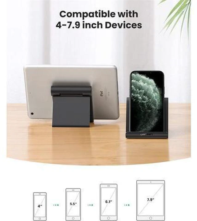 Alt view image 3 of 7 - UGREEN Cell Phone Stand Bundle Phone Holder for Desk Adjustable Compatible with iPhone 12 Pro Max 11 SE XS XR 8 Plus 6 7 Samsung Galaxy Note20 S20 S10 S9 S8 Android Smartphone