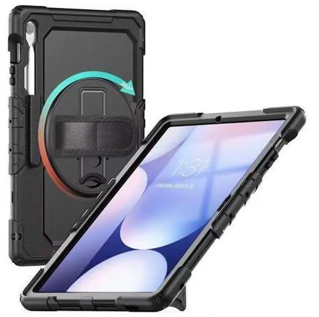Alt view image 2 of 7 - Protective Case for Galaxy Tab S10 FE Plus 13.1-inch 2025, Rugged Shockproof Galaxy Tab S10FE+ Case with 360°Rotating Kickstand/S-Pen Holder/Hand Strap/Shoulder Strap, Black