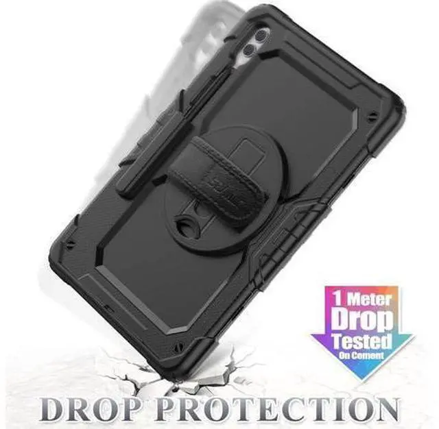 Alt view image 3 of 7 - Protective Case for Galaxy Tab S10 FE Plus 13.1-inch 2025, Rugged Shockproof Galaxy Tab S10FE+ Case with 360°Rotating Kickstand/S-Pen Holder/Hand Strap/Shoulder Strap, Black