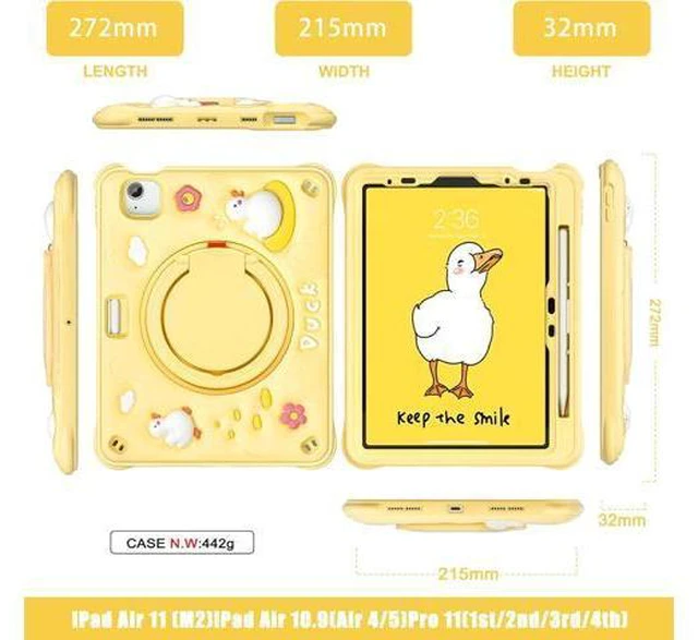 Alt view image 2 of 7 - Kids Case for iPad 10th Generation 10.9-inch 2022 Cute 3D Bear Design Multi-Layer Protection, 360° Rotating Kickstand, Shock-Absorbing Corners, Easy Installation for Safe and Fun Use