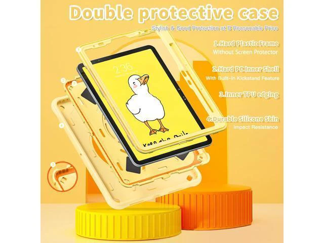 Alt view image 3 of 7 - Kids Case for iPad 10th Generation 10.9-inch 2022 Cute 3D Bear Design Multi-Layer Protection, 360° Rotating Kickstand, Shock-Absorbing Corners, Easy Installation for Safe and Fun Use