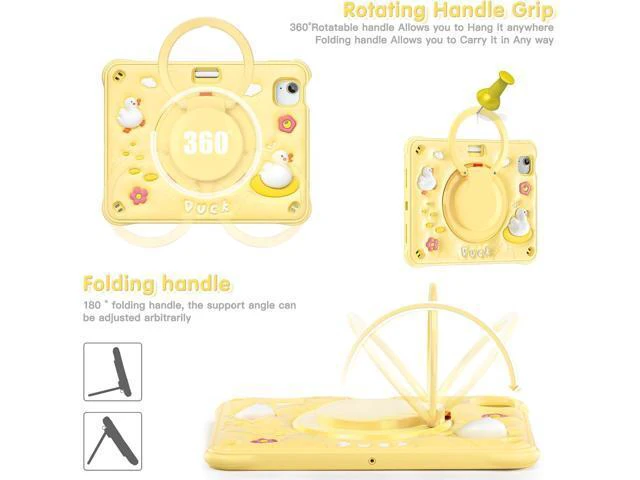 Alt view image 5 of 7 - Kids Case for iPad 10th Generation 10.9-inch 2022 Cute 3D Bear Design Multi-Layer Protection, 360° Rotating Kickstand, Shock-Absorbing Corners, Easy Installation for Safe and Fun Use