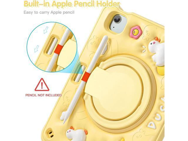 Alt view image 6 of 7 - Kids Case for iPad 10th Generation 10.9-inch 2022 Cute 3D Bear Design Multi-Layer Protection, 360° Rotating Kickstand, Shock-Absorbing Corners, Easy Installation for Safe and Fun Use