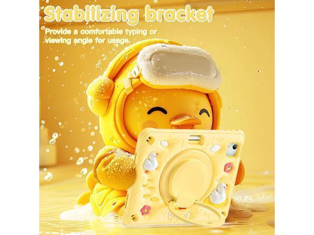 Alt view image 7 of 7 - Kids Case for iPad 10th Generation 10.9-inch 2022 Cute 3D Bear Design Multi-Layer Protection, 360° Rotating Kickstand, Shock-Absorbing Corners, Easy Installation for Safe and Fun Use