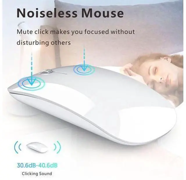 Alt view image 3 of 7 - Uciefy U30 Bluetooth Mouse, Ultra Slim Triple Mode (BT5.1+BT5.1+USB) Rechargeable Wireless Bluetooth Mouse Compatible with iPad, Laptop, MacBook(White)
