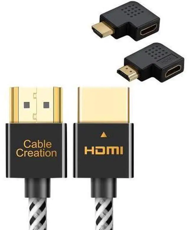 Main image of CableCreation 10ft HDMI Cable Bundle with Right Angle HDMI Male to Female Adapter