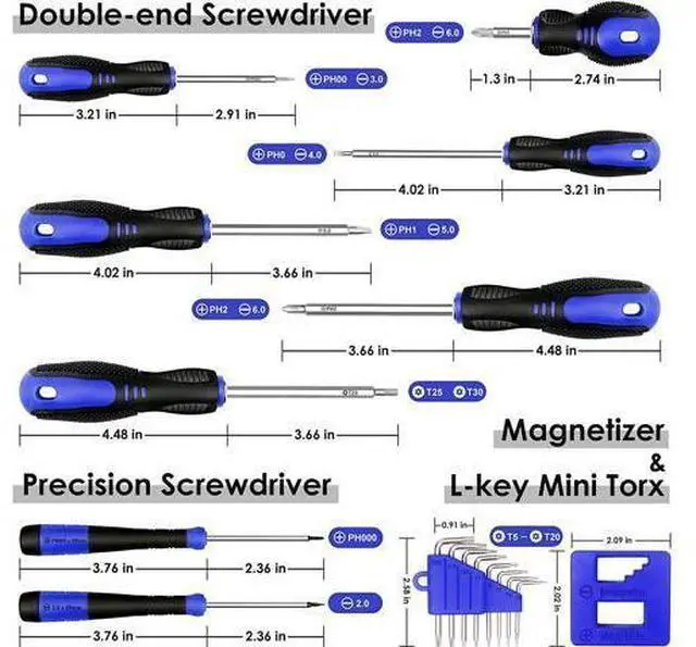 Alt view image 7 of 7 - Right Angle Screwdriver 32-Piece 1/4 Inch Mini Ratchet Set for Small Spaces and Reversible Screwdriver Set 17-Piece Bundle, Screw Driver Set for Home Improvement, Bike and Automotive Repair