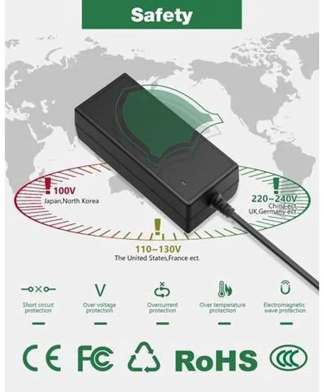 Alt view image 4 of 6 - 5V 10A Power Supply, 100-240V AC to DC 50W Adapter 10 Amp 9A 8.5A 8A 6A Converter 5.5x2.5mm Tip 7.5ft Cord for Christmas Lights, WS2811 WS2812B WS2813 SK6812 LED Strips, Raspberry Pi, Atomic Pi - OEM