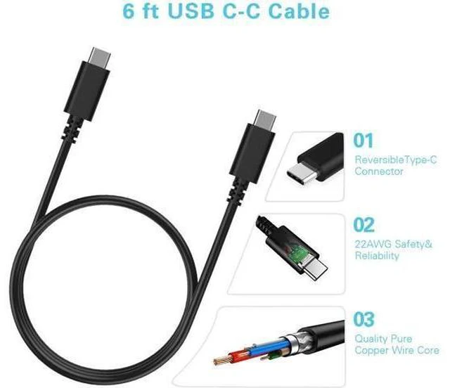 Alt view image 5 of 7 - USB-C Charger 45W with 6Ft Cable, Huntkey USB Type C Fast Charge Charging Block Foldable Plug Adapter Compatible with MacBook Pro, iPhone 14/Pro, iPad Pro, Samsung Galaxy S22 S21,Google Pixel & More