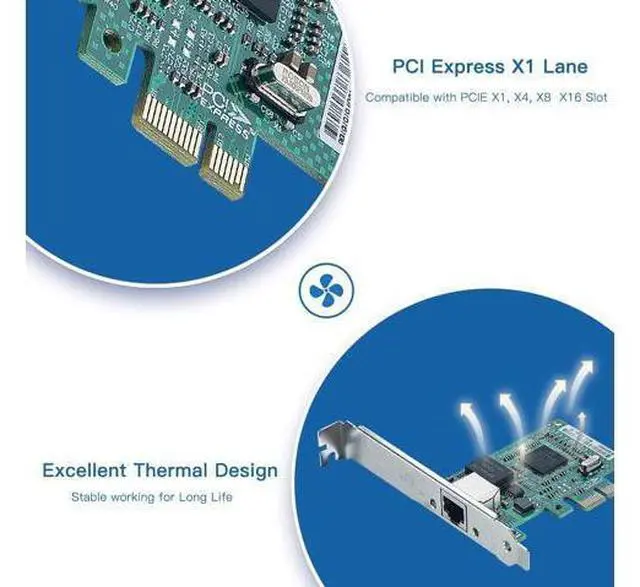 Alt view image 4 of 6 - Gigabit PCIe NIC with Dell Broadcom BCM5751 Chip, 1Gb Network Card Compare to Broadcom BCM5751-T1 NIC, Single RJ45 Ports, PCI-E X1, Ethernet Card with Low Profile for Windows/Windows Server/Linux