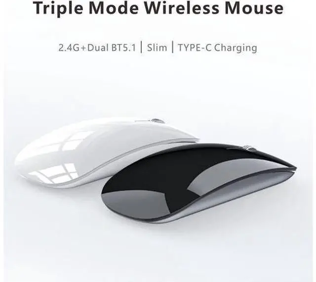 Alt view image 7 of 7 - Uciefy U30 Bluetooth Mouse, Ultra Slim Triple Mode (BT5.1+BT5.1+USB) Rechargeable Wireless Bluetooth Mouse Compatible with iPad, Laptop, MacBook(White)