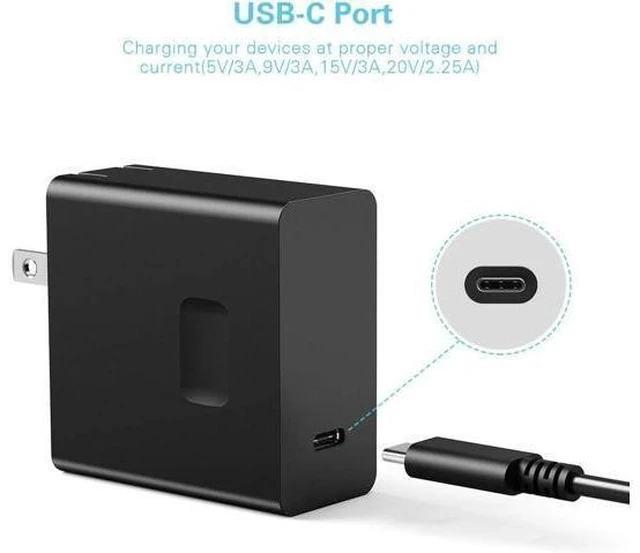 Alt view image 6 of 7 - USB-C Charger 45W with 6Ft Cable, Huntkey USB Type C Fast Charge Charging Block Foldable Plug Adapter Compatible with MacBook Pro, iPhone 14/Pro, iPad Pro, Samsung Galaxy S22 S21,Google Pixel & More