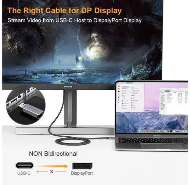 Alt view image 6 of 7 - CableCreation USB C to HDMI Cable 3FT 4K@60Hz HDR Bundle with USB-C to DisplayPort Cable 6FT 4K@60Hz, Nylon Braided Cord Compatible for MacBook/Pro/Air, Galaxy S20/ S10, LG V30, Aluminum