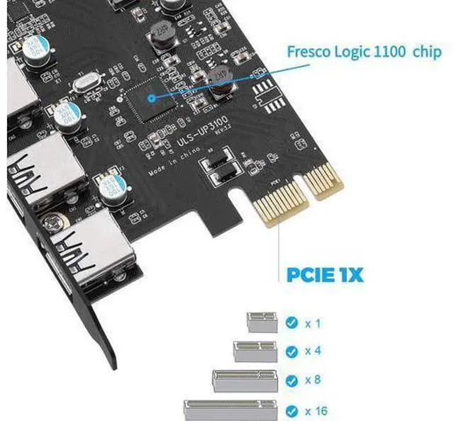 Alt view image 2 of 7 - PCI-E to USB 3.0 Type A+Type C Expansion Card FL110 Chipset 5Gbps for Desktop PC Host Card Support Linus, Windows 10/8/7/XP and MAC OS 10.8.2 Above (2X USB-C + 5X USB-A)