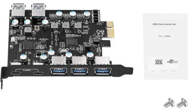 Alt view image 6 of 7 - PCI-E to USB 3.0 Type A+Type C Expansion Card FL110 Chipset 5Gbps for Desktop PC Host Card Support Linus, Windows 10/8/7/XP and MAC OS 10.8.2 Above (2X USB-C + 5X USB-A)