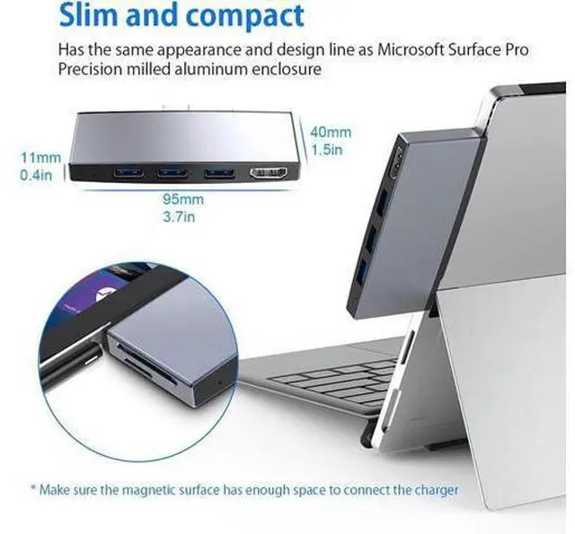 Alt view image 7 of 7 - Surface Pro 6/Pro 5/Pro 4 Docking Station, Microsoft Surface Pro Docking Station with 4K HDMI Port, 3*USB 3.0 Port(5Gps), SD/TF Slot Momery Card Reader for Microsoft Surface Pro 4/5/6