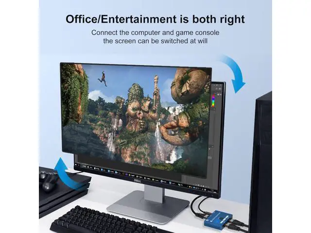 Alt view image 7 of 7 - CABLEDECONN HDMI 2.1 Switch 8K Bi-Directional Splitter 8K@60Hz 4K@120Hz 1440p@165Hz 1080P@240Hz 1in 2out 2in 1out High Speed 48Gbps eARC Converter Compatible with Xbox X PS5 Blue ¡
