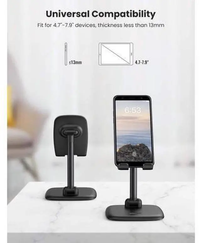 Alt view image 2 of 7 - UGREEN Cell Phone Stand Holder Mobile Phone Dock Foldable Compatible for iPhone 13 12 Pro Max 11 SE XS XR 8 Plus 6 7 5 (Black)