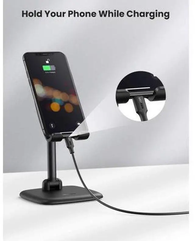 Alt view image 4 of 7 - UGREEN Cell Phone Stand Holder Mobile Phone Dock Foldable Compatible for iPhone 13 12 Pro Max 11 SE XS XR 8 Plus 6 7 5 (Black)