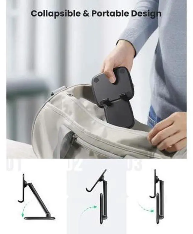 Alt view image 6 of 7 - UGREEN Cell Phone Stand Holder Mobile Phone Dock Foldable Compatible for iPhone 13 12 Pro Max 11 SE XS XR 8 Plus 6 7 5 (Black)