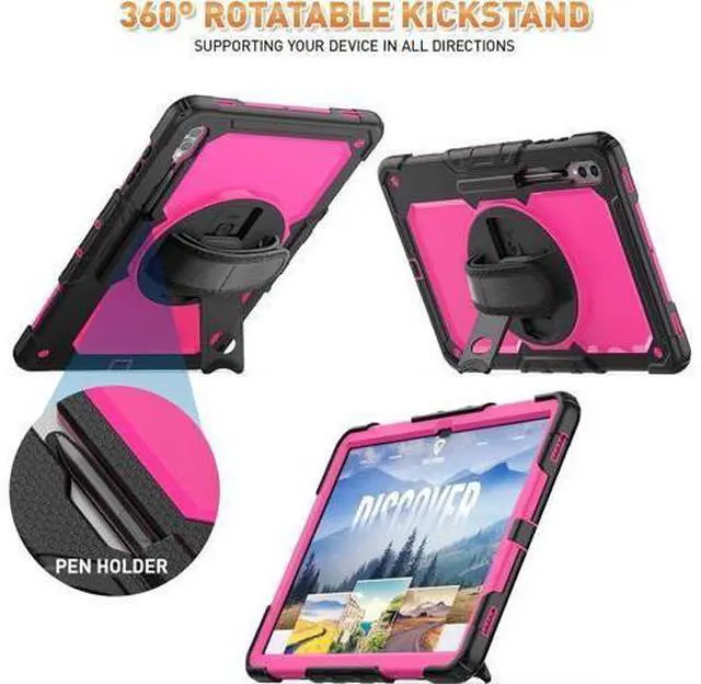 Alt view image 4 of 7 - Case for Galaxy Tab S10 Ultra Case/Tab S9 Ultra Case/Tab S8 Ultra Case 14.6 Inch 2024 2023 2022. Heavy Duty Protection but Not Bulky - Red