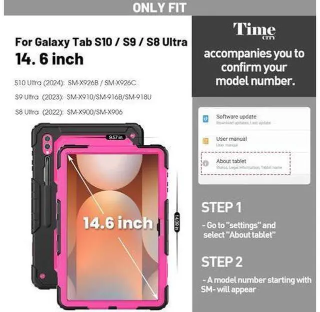 Alt view image 2 of 7 - Case for Galaxy Tab S10 Ultra Case/Tab S9 Ultra Case/Tab S8 Ultra Case 14.6 Inch 2024 2023 2022. Heavy Duty Protection but Not Bulky - Red