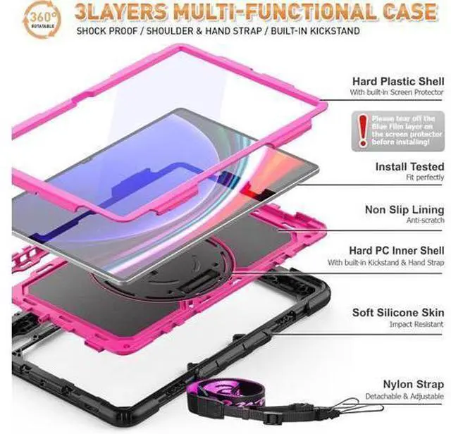 Alt view image 3 of 7 - Case for Galaxy Tab S10 Ultra Case/Tab S9 Ultra Case/Tab S8 Ultra Case 14.6 Inch 2024 2023 2022. Heavy Duty Protection but Not Bulky - Red