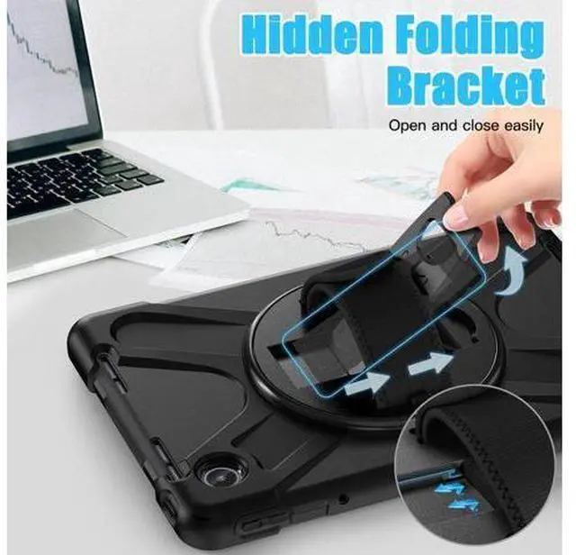 Alt view image 4 of 6 - Case for Tab M11 2024 (TB-330FU/330XU) 11", Durable Shockproof Protective Cover with 360° Rotating Stand - Hand Strap - Shoulder Strap,Black