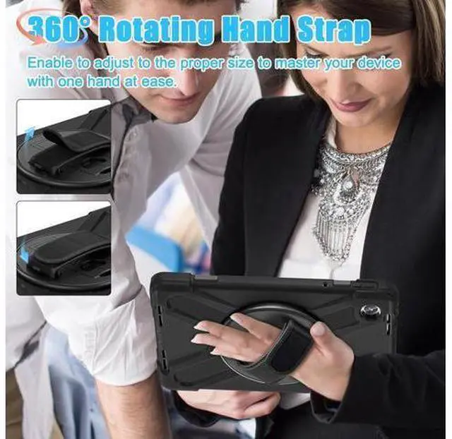 Alt view image 5 of 6 - Case for Tab M11 2024 (TB-330FU/330XU) 11", Durable Shockproof Protective Cover with 360° Rotating Stand - Hand Strap - Shoulder Strap,Black