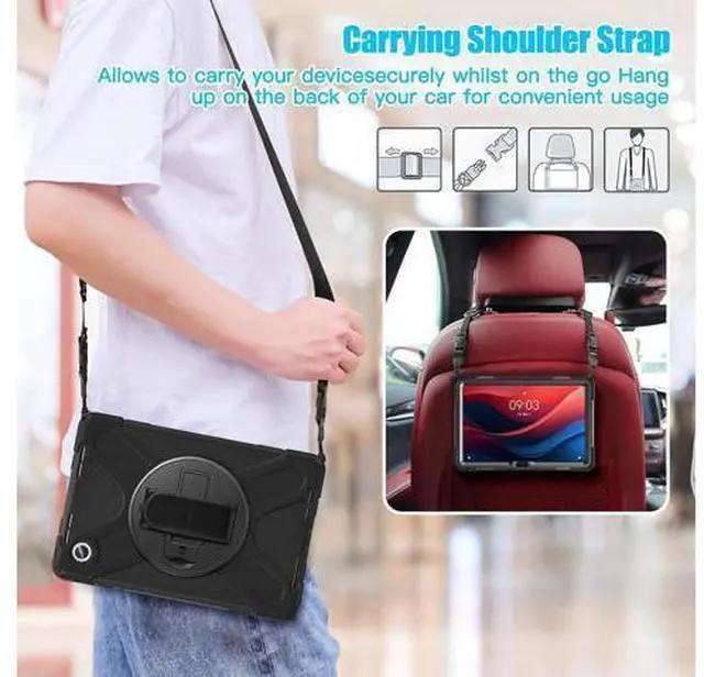 Alt view image 6 of 6 - Case for Tab M11 2024 (TB-330FU/330XU) 11", Durable Shockproof Protective Cover with 360° Rotating Stand - Hand Strap - Shoulder Strap,Black