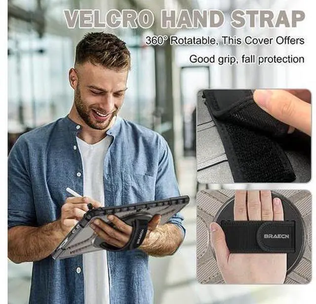 Alt view image 3 of 6 - Case for Surface Pro 8 13" Inch (2021 Release), Rugged with 360 Degree Rotating Stand/Hand Strap for Microsoft Surface Pro 8 Tablet -Light Brown