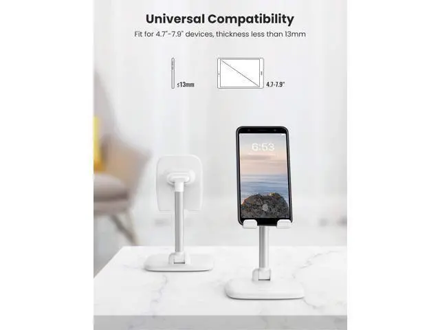 Alt view image 2 of 7 - UGREEN Cell Phone Stand Holder Mobile Phone Dock Foldable Compatible for iPhone 13 12 Pro Max 11 SE XS XR 8 Plus 6 7 5 (White)