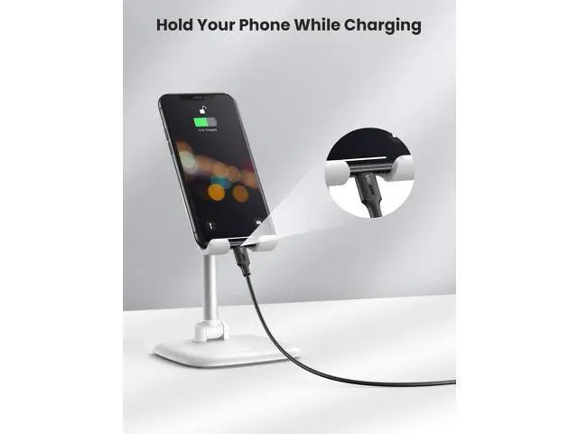 Alt view image 4 of 7 - UGREEN Cell Phone Stand Holder Mobile Phone Dock Foldable Compatible for iPhone 13 12 Pro Max 11 SE XS XR 8 Plus 6 7 5 (White)