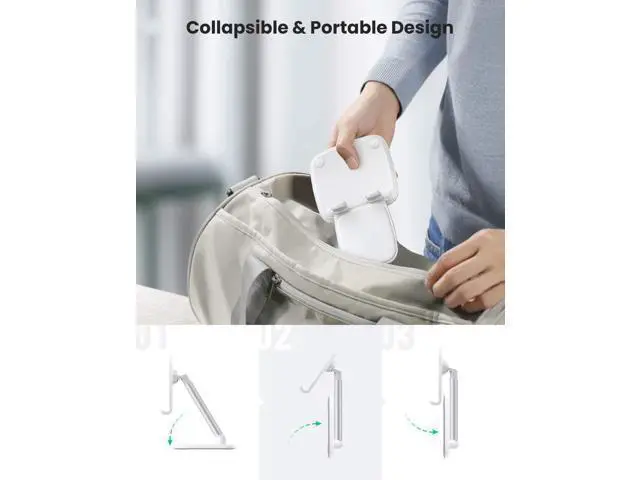 Alt view image 6 of 7 - UGREEN Cell Phone Stand Holder Mobile Phone Dock Foldable Compatible for iPhone 13 12 Pro Max 11 SE XS XR 8 Plus 6 7 5 (White)