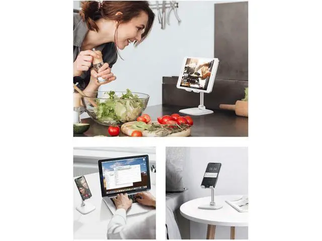 Alt view image 7 of 7 - UGREEN Cell Phone Stand Holder Mobile Phone Dock Foldable Compatible for iPhone 13 12 Pro Max 11 SE XS XR 8 Plus 6 7 5 (White)