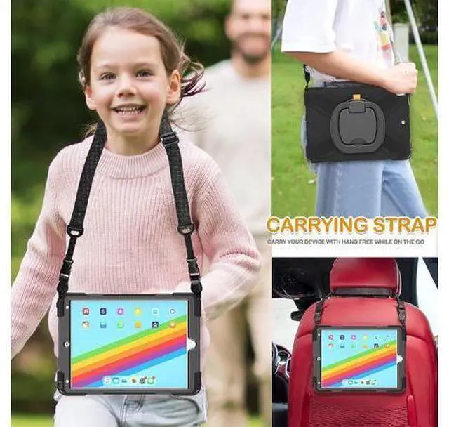Alt view image 5 of 6 - iPad Air 3 10.5 Case 2019,iPad Pro 10.5 Case 2017- Heavy Duty Silicone Case Cover with Pencil Holder,Rotating Hand Grip,Carrying Shoulder Strap,Stable Kickstand Fit iPad Air 3rd Gen case-Black