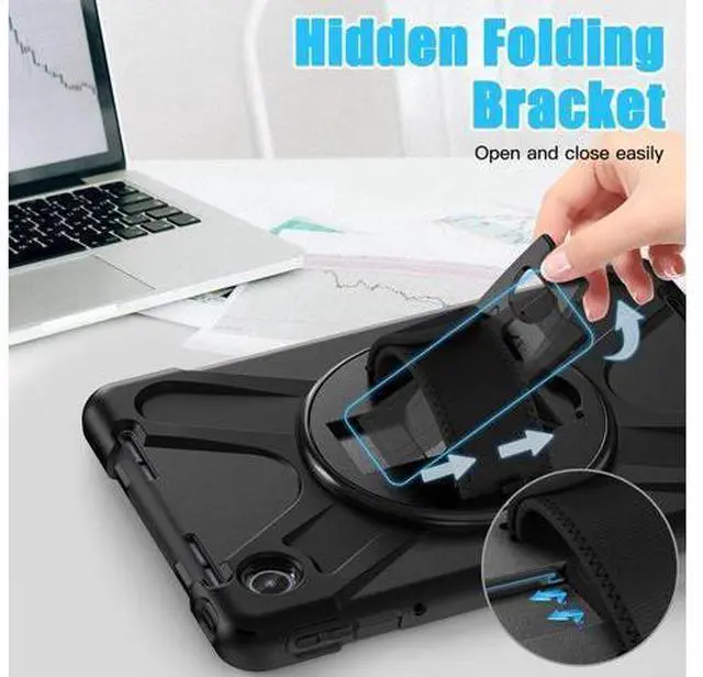Alt view image 7 of 7 - Case for Tab M11 2024 (TB-330FU/330XU) 11", Durable Shockproof Protective Cover with 360° Rotating Stand - Hand Strap - Shoulder Strap,Black