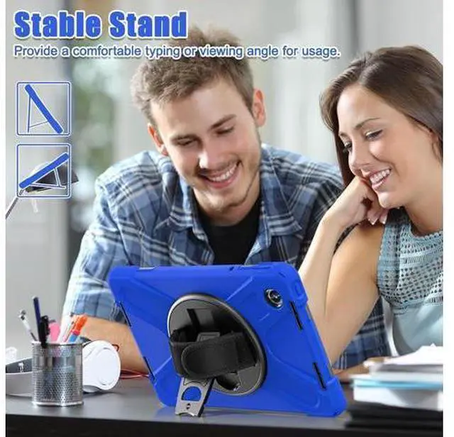 Alt view image 2 of 7 - Case for Tab M11 2024 (TB-330FU/330XU) 11", Durable Shockproof Protective Cover with 360° Rotating Stand - Hand Strap - Shoulder Strap,Blue