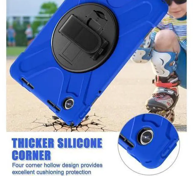 Alt view image 3 of 7 - Case for Tab M11 2024 (TB-330FU/330XU) 11", Durable Shockproof Protective Cover with 360° Rotating Stand - Hand Strap - Shoulder Strap,Blue