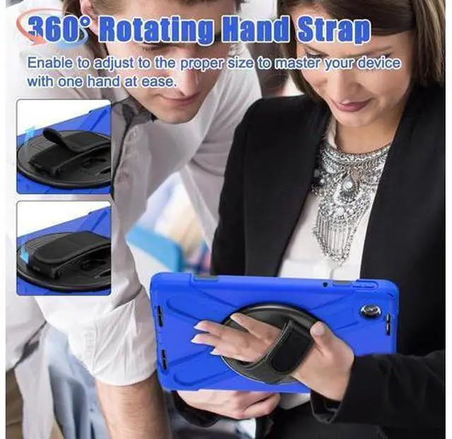 Alt view image 6 of 7 - Case for Tab M11 2024 (TB-330FU/330XU) 11", Durable Shockproof Protective Cover with 360° Rotating Stand - Hand Strap - Shoulder Strap,Blue