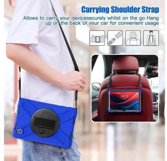 Alt view image 7 of 7 - Case for Tab M11 2024 (TB-330FU/330XU) 11", Durable Shockproof Protective Cover with 360° Rotating Stand - Hand Strap - Shoulder Strap,Blue